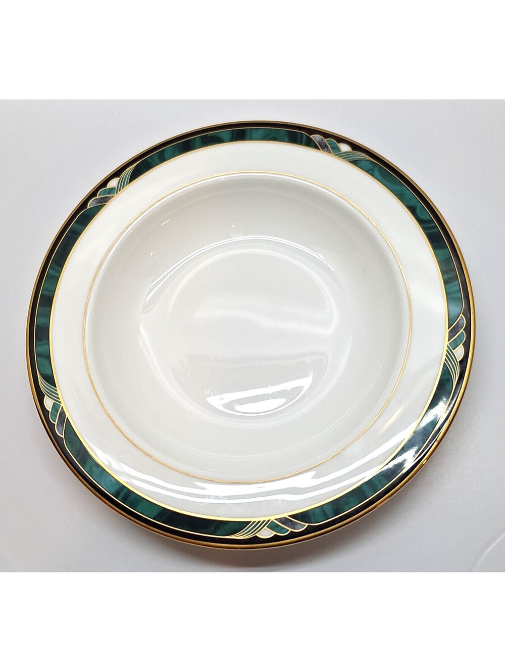 Kelly by Lenox Rim Soup / Pasta Bowl Bone China 8 3/8 in Green Gold Trim
